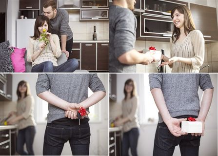 给对方礼物的情侣