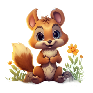 免抠卡通插画小松鼠免抠PNG元素 