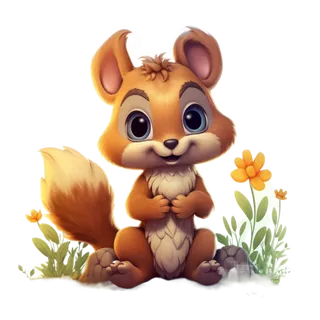 免抠卡通插画小松鼠免抠PNG元素 