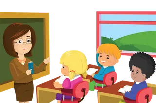 班级老师上课卡通少儿兴趣班