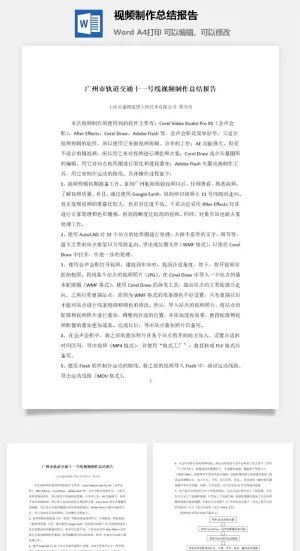 视频制作总结报告word模板