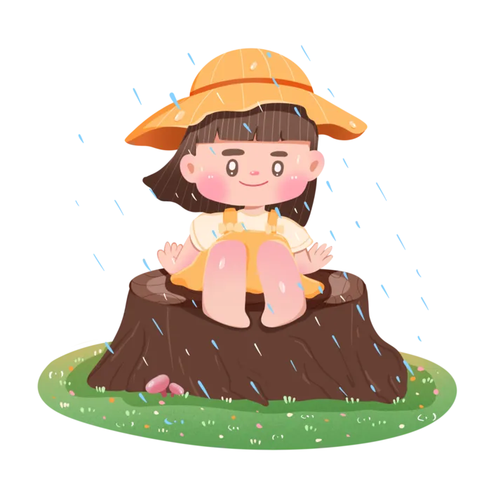 二十四节气谷雨场景插画psd模版下载