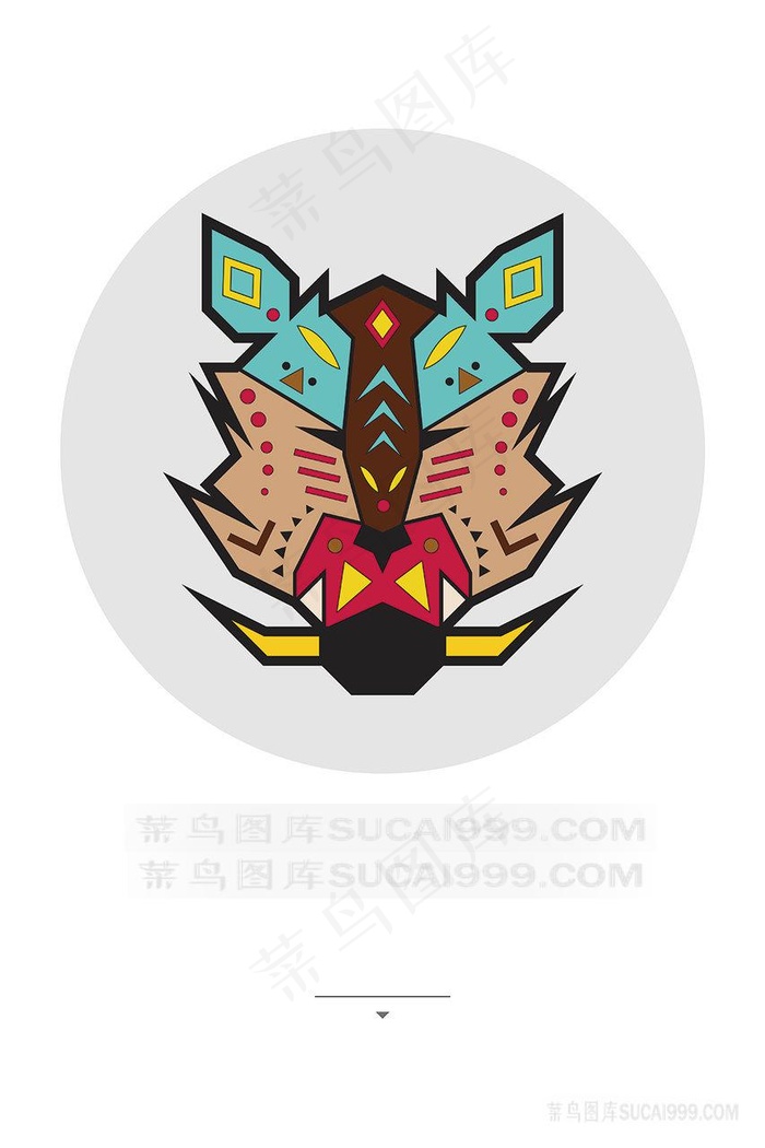 手绘动物头矢量插画