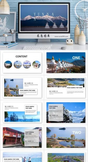 唯美清新PPT 工作总结汇报PPT模板预览图