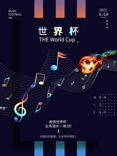 逛欢世界杯蓝色海报