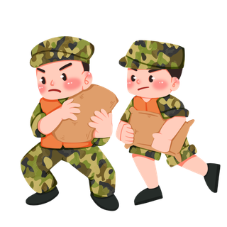 抗洪救灾解放军军人建党节建军节爱国插画 