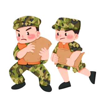 抗洪救灾解放军军人建党节建军节爱国插画 