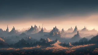 美丽大气写意风景背景壁纸插画-卓尔那瓦山城西角