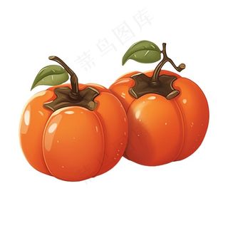 柿子水果秋卡通插画免抠