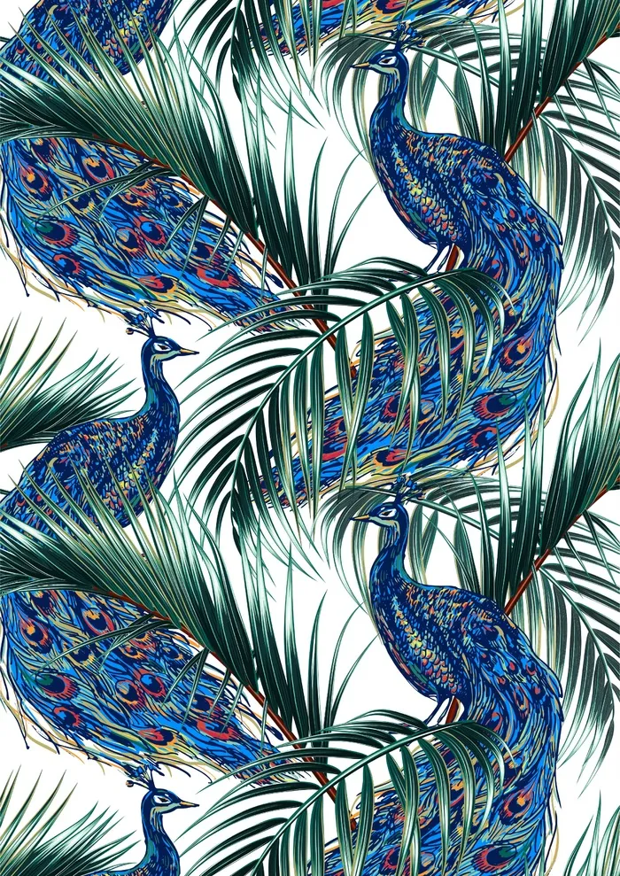 绿色系蓝色系孔雀叶子cdr矢量模版下载