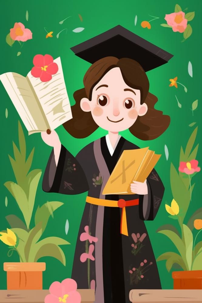 毕业学生穿着学士服花海报素材背景(896x1344)