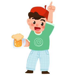 趣味啤酒节干杯庆祝人物元素插画