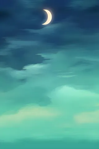 夜晚月亮河边清新意境背景