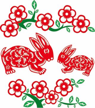 兔子剪纸 剪纸风元素
