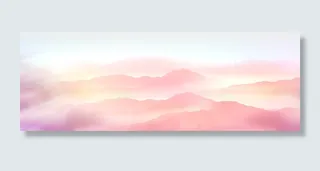 粉色山水素材党建素材装饰免扣