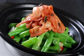 石锅煲类火锅川菜特色菜培根豆角煲