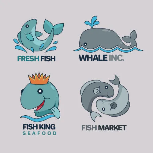 商务海洋鱼类海鲜图标LOGO标识标志标签水产图形AI矢量EPS素材图eps,ai矢量模版下载