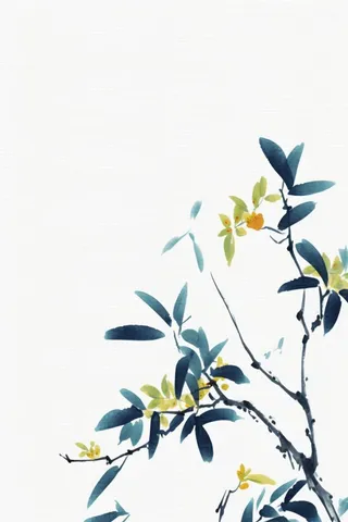 中国风简约淡雅蓝色枝叶背景