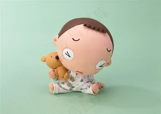 卡通抱小熊的孩子图片