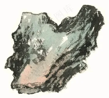水墨山石美图国画素材