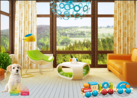 儿童房间玩具小狗背景