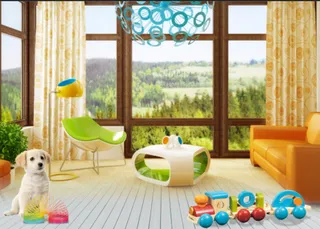儿童房间玩具小狗背景