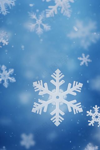 小雪雪花唯美清新蓝色节气海报背景