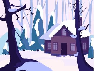 设计冬天林木卡通背景