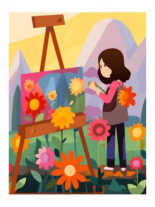 美术画画花朵插画背景