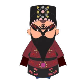 卡通京剧戏剧人物脸谱插画PNG图片 国潮中国风Q版戏剧人物PS素材