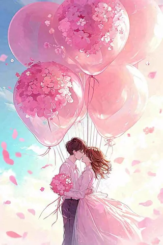 情人节浪漫爱情情侣520粉色爱心气球玫瑰