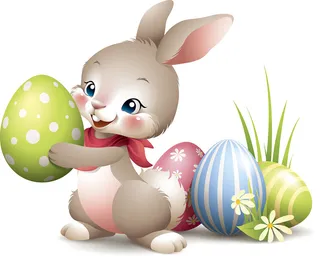 复活节花环彩蛋兔子的可爱形象插画元素(1)