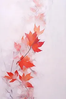 小雪冰冷秋叶红色浪漫节气海报背景