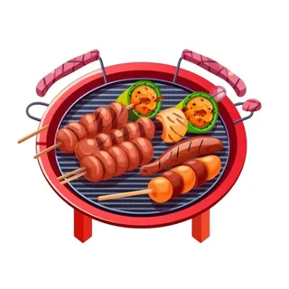 卡通烤肉烧烤架美食免抠