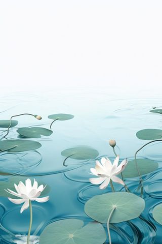 唯美荷花蓝色淡雅简约背景