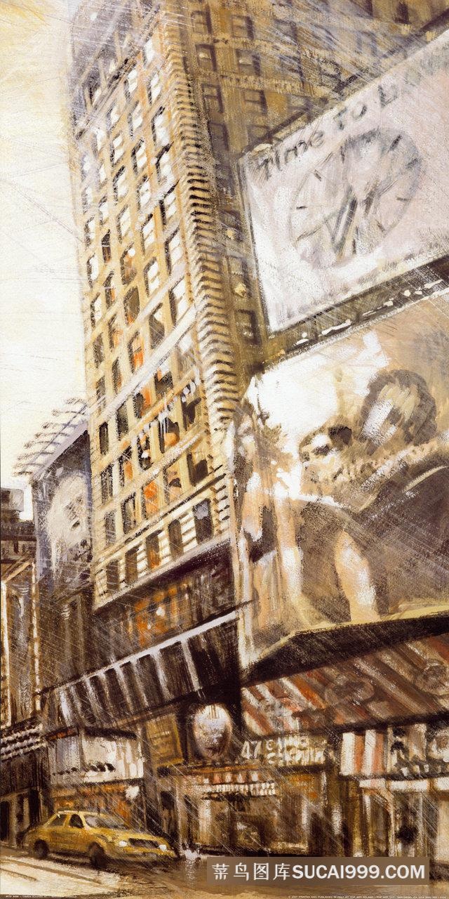 城市建筑高楼油画装饰画
