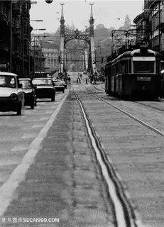 黑白建筑街道车流婚纱背景大图