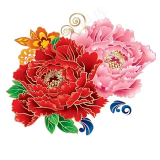 中国传统花卉 高清牡丹花 牡丹线描花卉