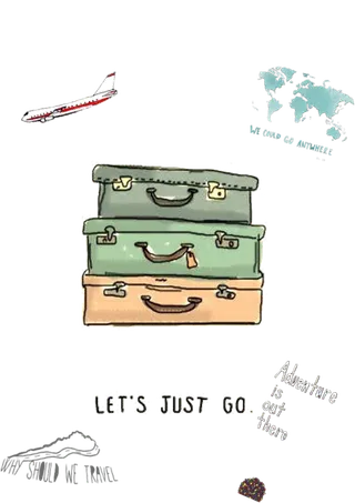 行李箱卡通素材简笔旅游