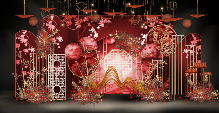 新中式合影红色婚礼