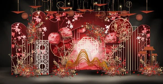 新中式合影红色婚礼 新中式合影红色婚礼
