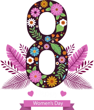 38妇女节三八女神女王粉色花朵玫瑰艺术字设计png免抠ps素材