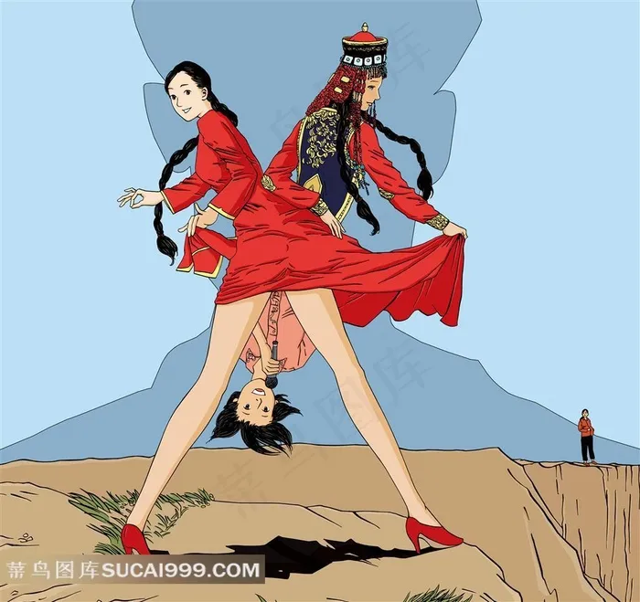 红裙子美丽女孩电影美姐海报