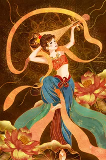 复古中国风国潮神话人物敦煌插画仙女手绘海报背景PSD设计素材 复古中国风国潮神话人物敦煌插画仙女手绘海报背景PSD设计素材