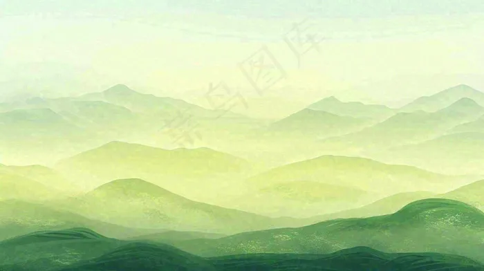 绿色延绵山脉意境国风(1456x816)