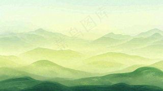 绿色延绵山脉意境国风