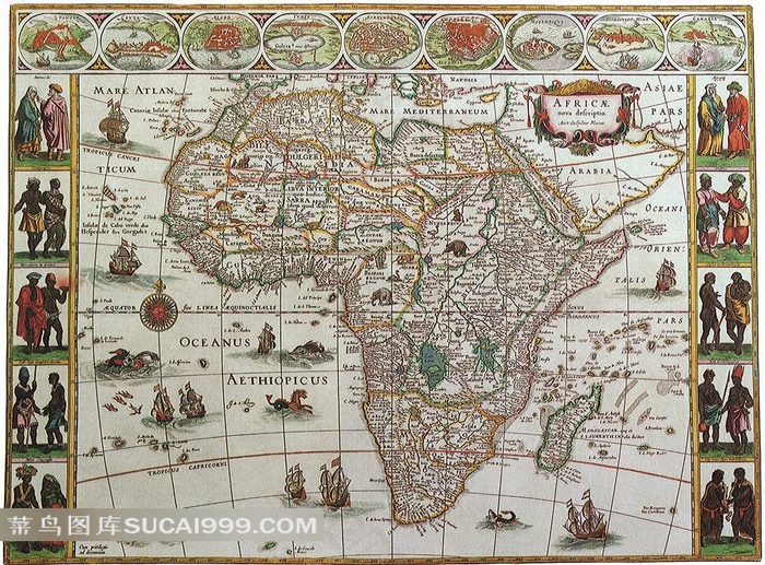 欧式手绘人物插画地图