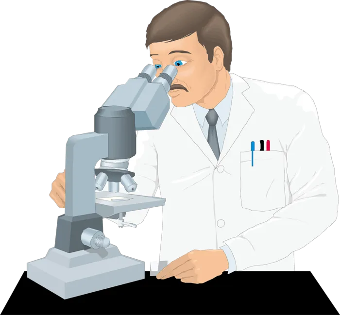 实验员显微镜卡通画简笔少儿兴趣班素材