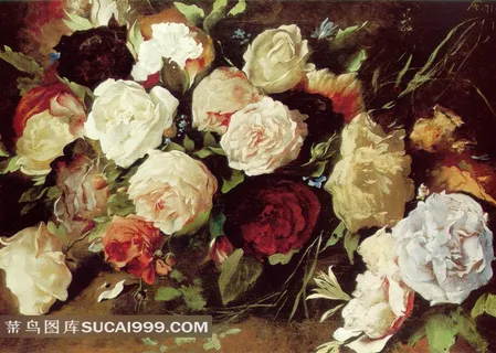外国牡丹花静物经典油画图片 外国牡丹花静物经典油画图片