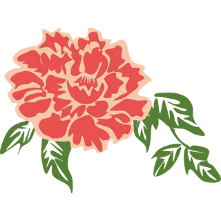 红色牡丹花装饰元素